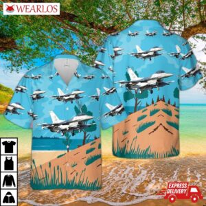 Usaf Indiana Air National Guard 181st Intelligence Wing Block 30 F-16cd Fighting Falcon Hawaiian Shirt