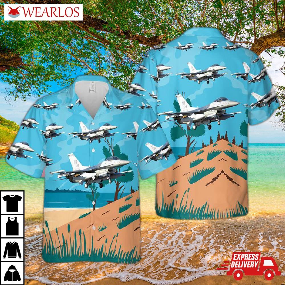 Usaf Indiana Air National Guard 181st Intelligence Wing Block 30 F-16cd Fighting Falcon Hawaiian Shirt