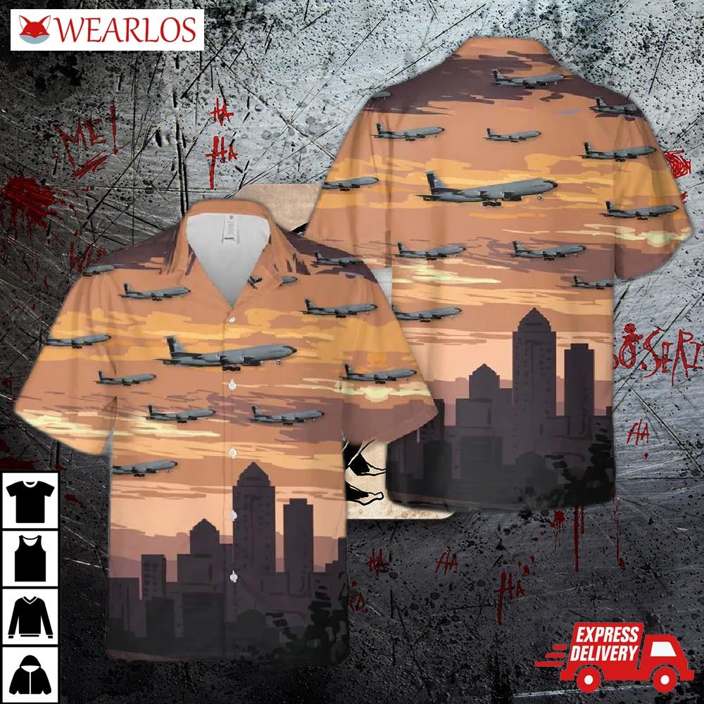 Usaf Iowa Air National Guard 185th Refueling Wing Kc-135r Stratotanker Hawaiian Shirt