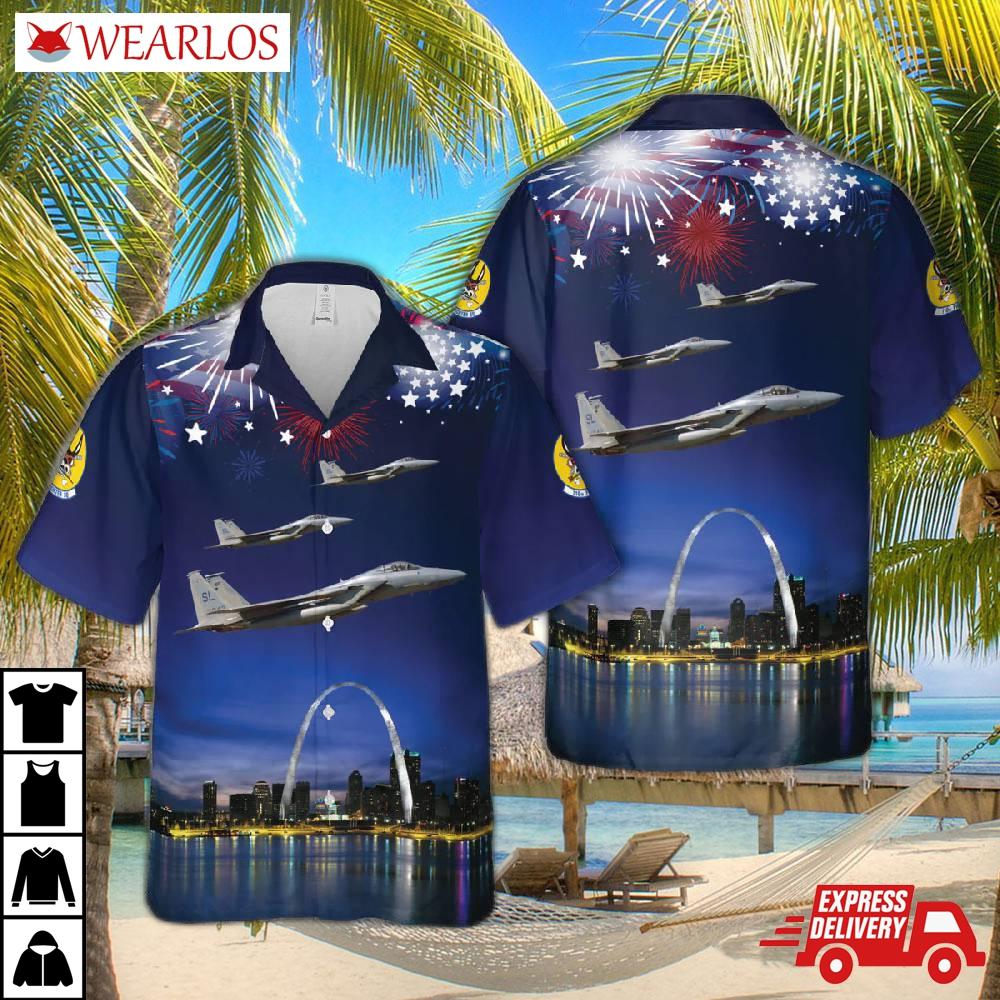 Usaf Missouri Air National Guard 110th Fighter Squadron Mcdonnell Douglas F-15c Eagle, 4th Of July Hawaiian Shirt