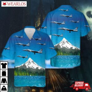 Usaf Oregon Air National Guard 114th Fighter Squadron Mcdonnell Douglas F-15c-21-mc Eagle Hawaiian Shirt