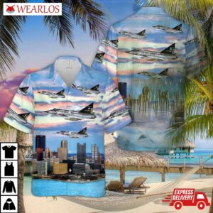 Usaf Pennsylvania Air National Guard F-102 Delta Dagger Hawaiian Shirt