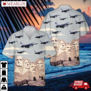 Usaf South Dakota Air National Guard 175th Fighter Squadron General Dynamics F-16c Fighting Falcon Hawaiian Shirt