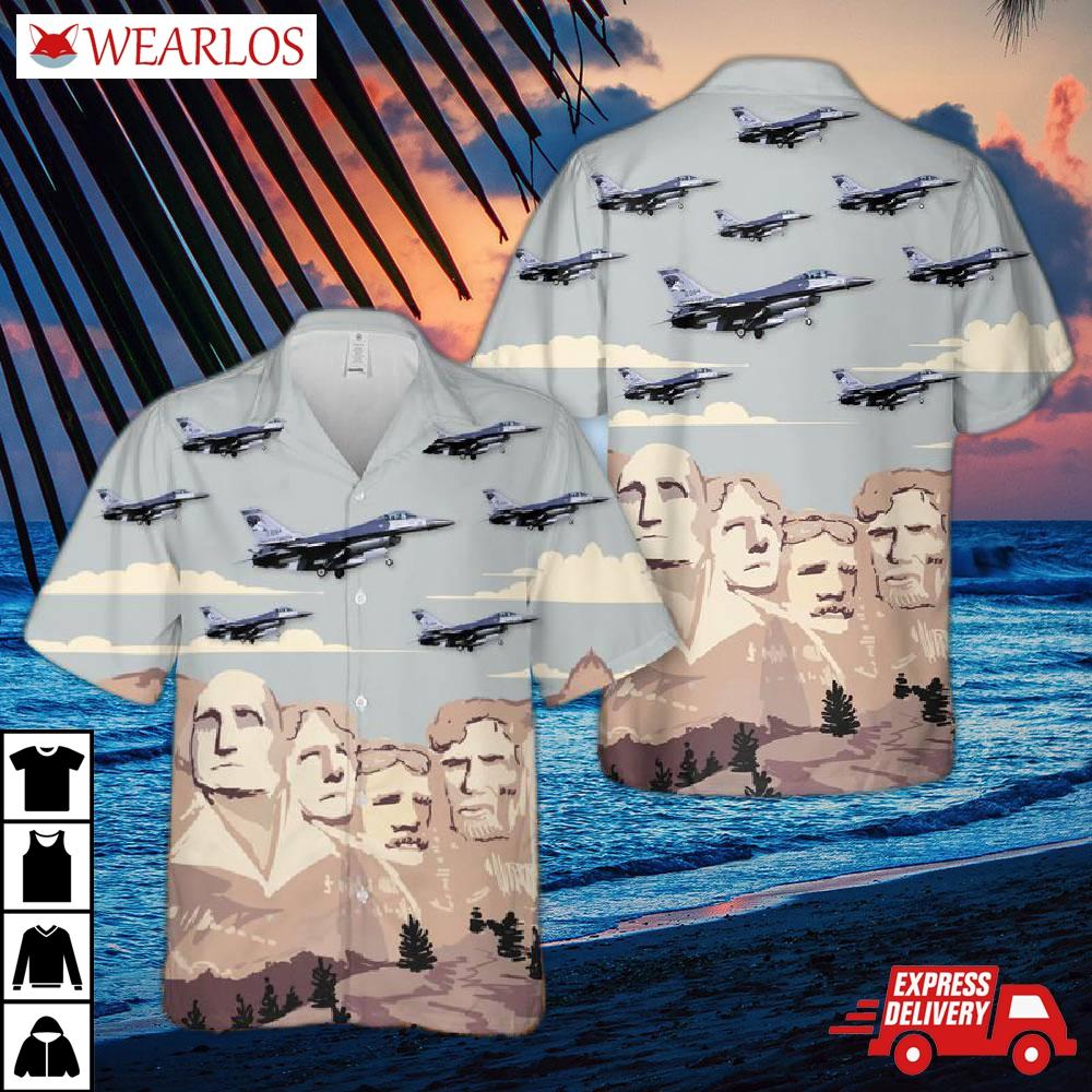 Usaf South Dakota Air National Guard 175th Fighter Squadron General Dynamics F-16c Fighting Falcon Hawaiian Shirt