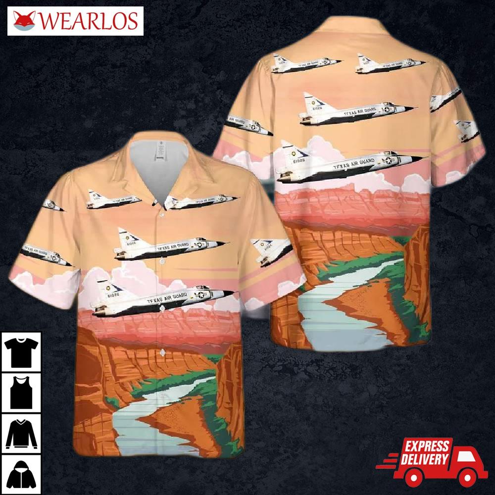 Usaf Texas Air National Guard 111th Fighter Interceptor Squadron Convair F-102a-55-co Delta Dagger Hawaiian Shirt
