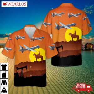 Usaf Texas Air National Guard 147th Attack Wing Mq-9 Reaper Hawaiian Shirt