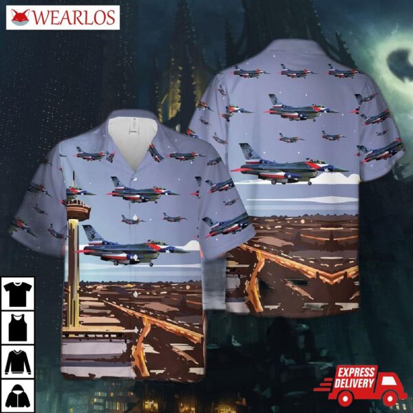 Usaf Texas Air National Guard 182d Fighter Squadron F-16 Fighting Falcon Hawaiian Shirt