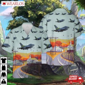Usaf Vermont Air National Guard 134th Fighter Squadron F-16 Fighting Falcon Hawaiian Shirt
