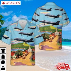 Usaf Vermont Air National Guard 134th Fighter Squadron Lockheed Martin F-35a Lightning Ii Hawaiian Shirt