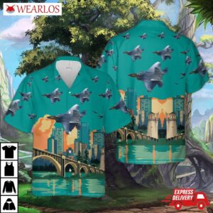 Usaf Virginia Air National Guard 192nd Fighter Wing F-22 Raptor Hawaiian Shirt