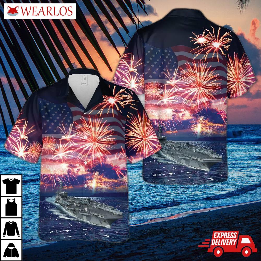 Uss Carl Vinson, 4th Of July Hawaiian Shirt