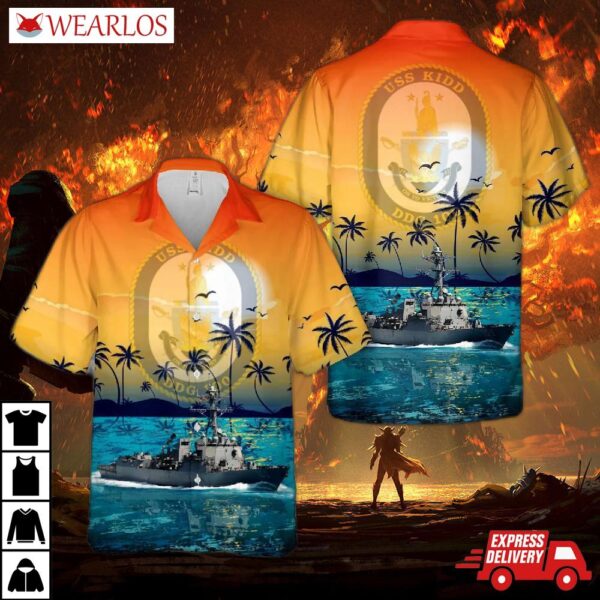 Uss Kidd (ddg-100) Hawaiian Shirt