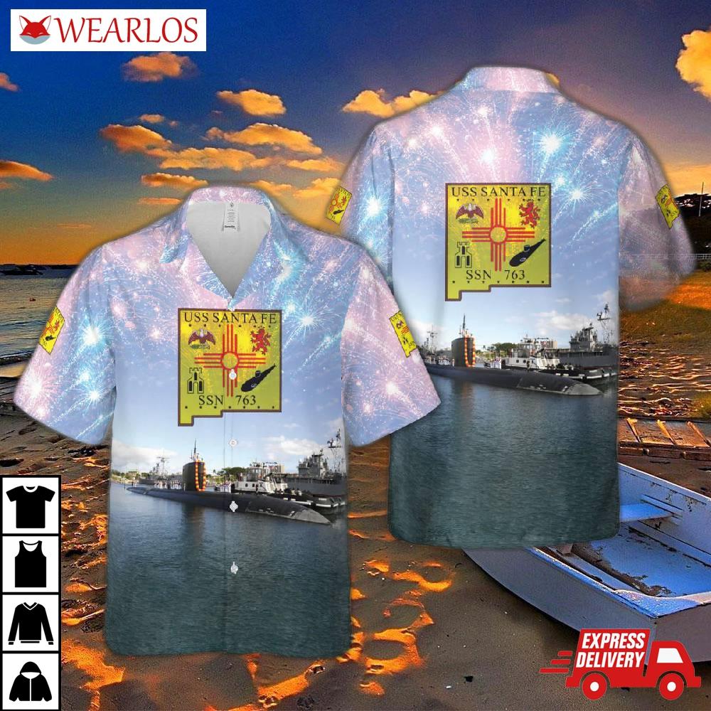 Uss Santa Fe (ssn-763) Attack Submarine, 4th Of July Hawaiian Shirt