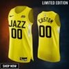 Utah Jazz 00 Custom Yellow Jersey -23 Icon Edition