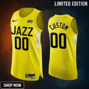 Utah Jazz 00 Custom Yellow Jersey -23 Icon Edition