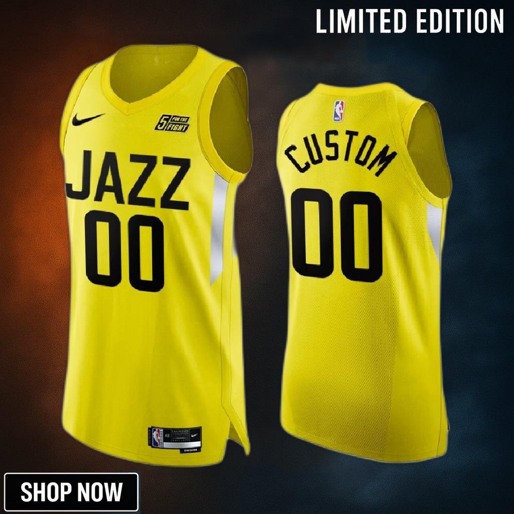 Utah Jazz 00 Custom Yellow Jersey -23 Icon Edition
