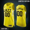 Utah Jazz 00 Jordan Clarkson Yellow Jersey -23 Icon Edition