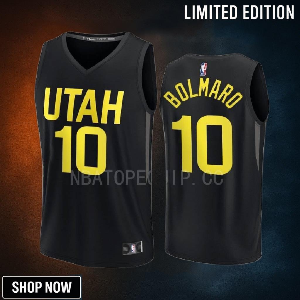 Utah Jazz 10 Leandro Bolmaro Statement Edition Men Jersey -23 Fast Break Player Black