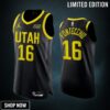 Utah Jazz 16 Simone Fontecchio Black Men Jersey -23 Statement Edition
