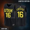 Utah Jazz 16 Simone Fontecchio Statement Edition Men Jersey -23 Fast Break Player Black