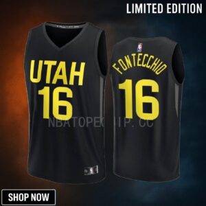 Utah Jazz 16 Simone Fontecchio Statement Edition Men Jersey -23 Fast Break Player Black