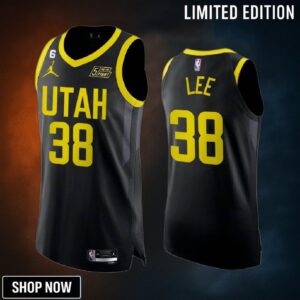 Utah Jazz 38 Saben Lee Black Jersey -23 Statement Edition
