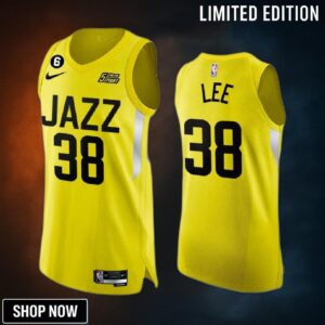 Utah Jazz 38 Saben Lee Yellow Jersey -23 Icon Edition