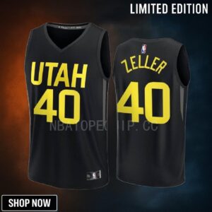 Utah Jazz 40 Cody Zeller Statement Edition Men Jersey -23 Fast Break Player Black