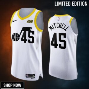 Utah Jazz 45 Donovan Mitchell White Jersey -23 Association Edition