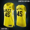 Utah Jazz 45 Donovan Mitchell Yellow Jersey -23 Icon Edition