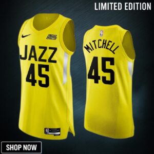 Utah Jazz 45 Donovan Mitchell Yellow Jersey -23 Icon Edition