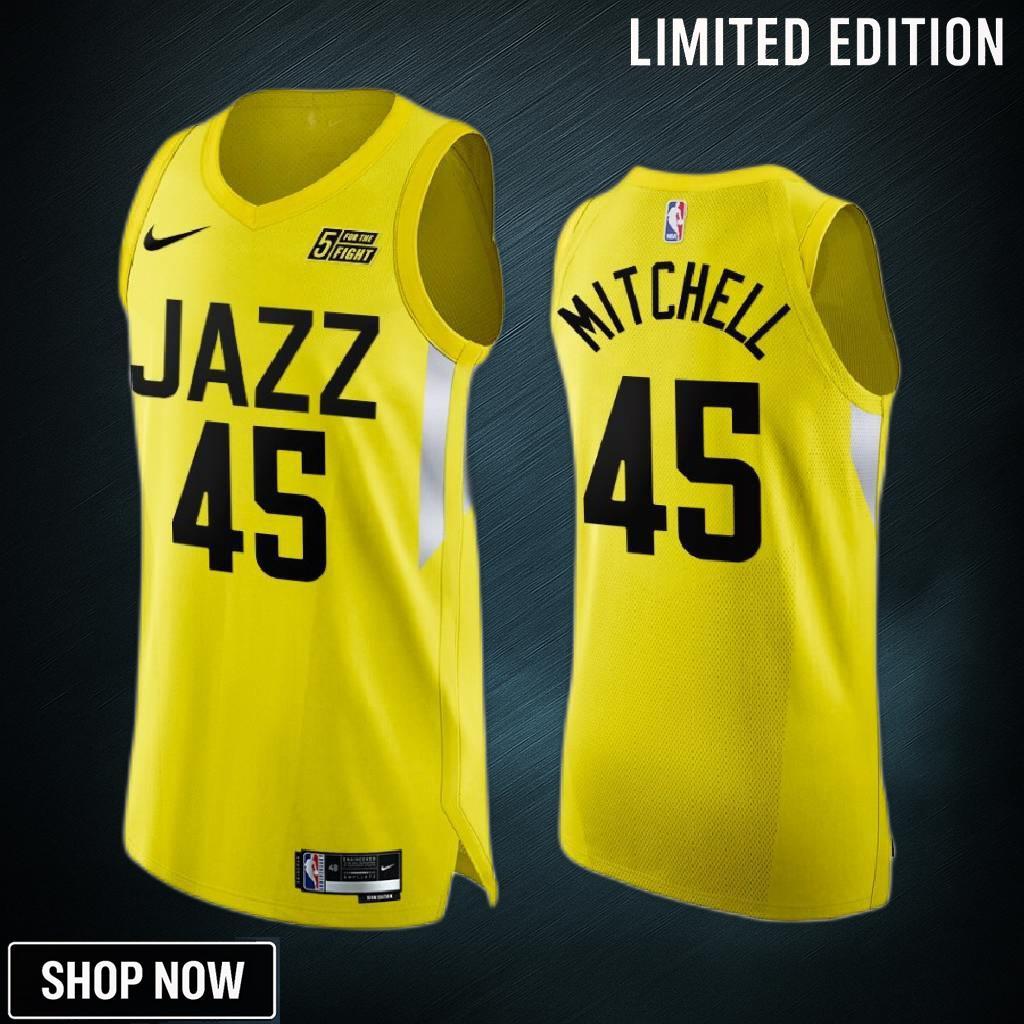 Utah Jazz 45 Donovan Mitchell Yellow Jersey -23 Icon Edition