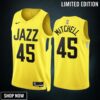Utah Jazz Donovan Mitchell 45 -23 Icon Edition Yellow Men Jersey