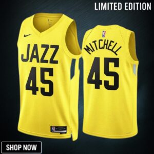Utah Jazz Donovan Mitchell 45 -23 Icon Edition Yellow Men Jersey