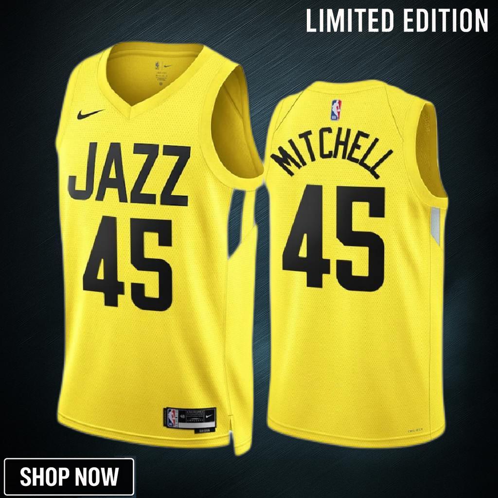 Utah Jazz Donovan Mitchell 45 -23 Icon Edition Yellow Men Jersey