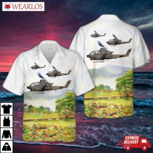 Vietnam Era Bell Ah-1 Cobra Helicopter Hawaiian Shirt