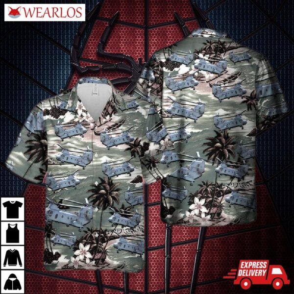Vietnam Era Ch-46 Sea Knight Helicopter Hawaiian Shirt