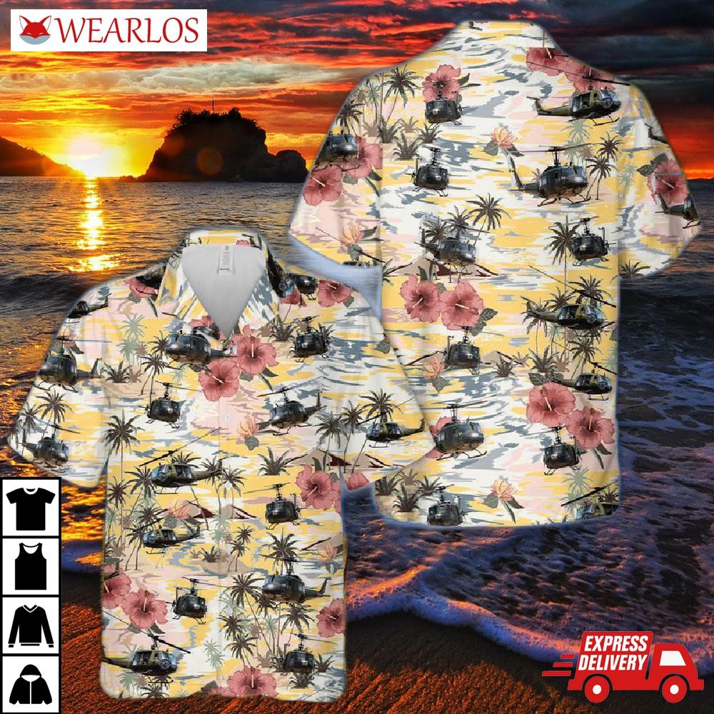 Vietnam Era Uh-1 Huey Helicopter Hawaiian Shirt