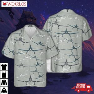 Vought F4u-1 Corsair Fighter Aircraft Silhouette Hawaiian Shirt