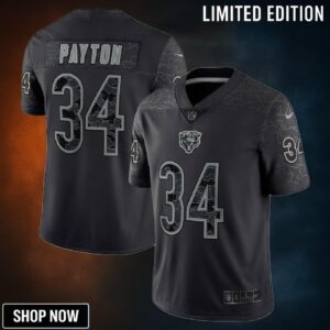 Walter Payton 34 Chicago Bears Retired Player Rflctv Limited Jersey - Black