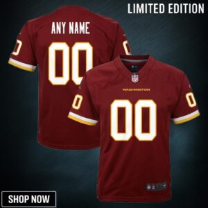 Washington Football Team Custom Game Jersey - Burgundy Jerseys Nfl