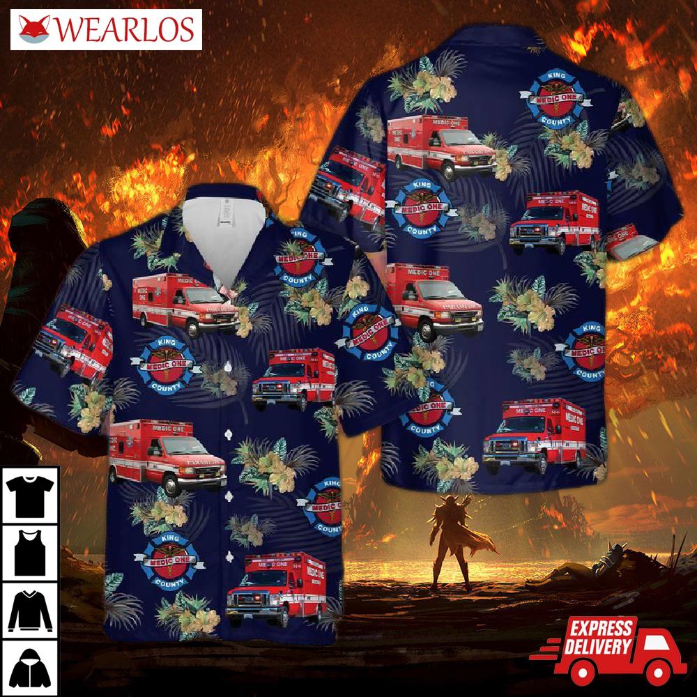 Washington King County Ems Paramedic Hawaiian Shirt