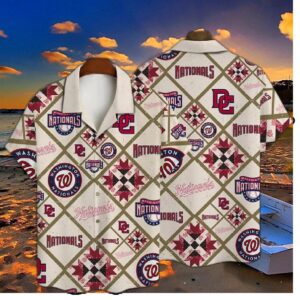 Washington Nationals Palms & Pinstripes Hawaiian Shirt