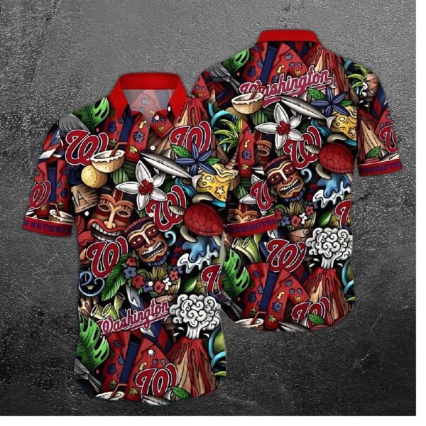Washington Nationals Tropical Splash Hawaiian Shirt
