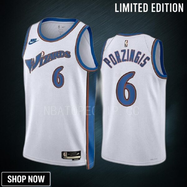 Washington Wizards Kristaps Porzingis 6 -23 Classic Edition White Jersey Swingman