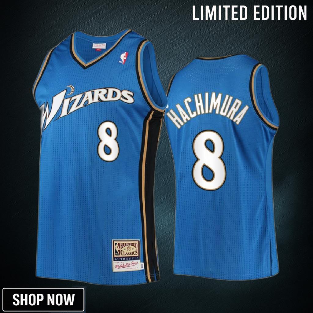 Washington Wizards Rui Hachimura 8 Blue Hardwood Classics Men Jersey