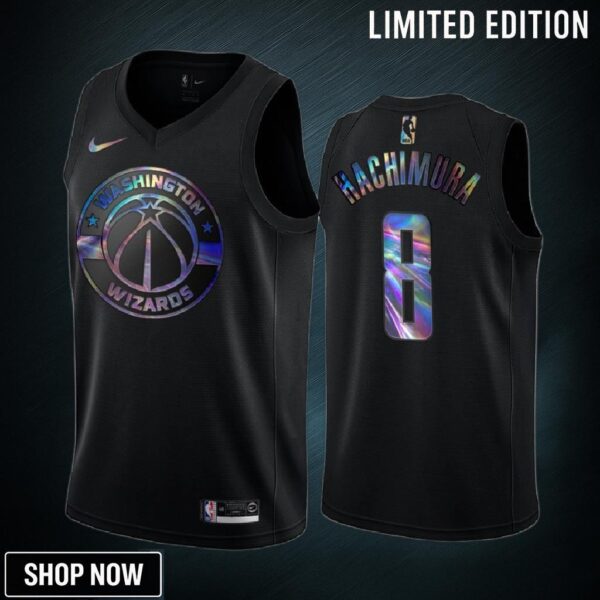 Washington Wizards Rui Hachimura 8 Jersey Iridescent Holographic Black Limited Edition