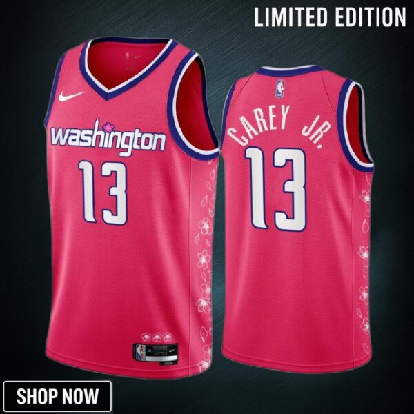 Washington Wizards Vernon Carey Jr. 13 -23 Cherry Blossom City Pink Jersey Swingman