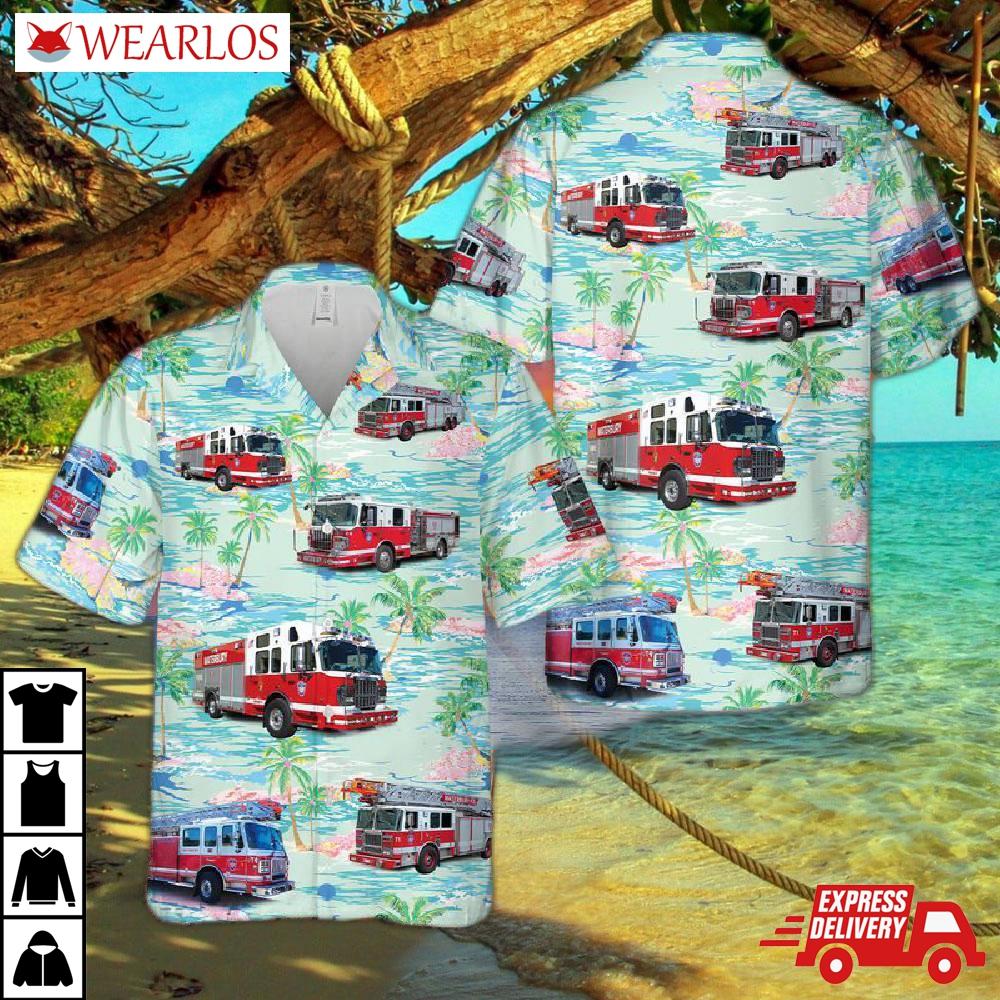 Waterbury City Connecticut Fire Department Hawaiian Shirt