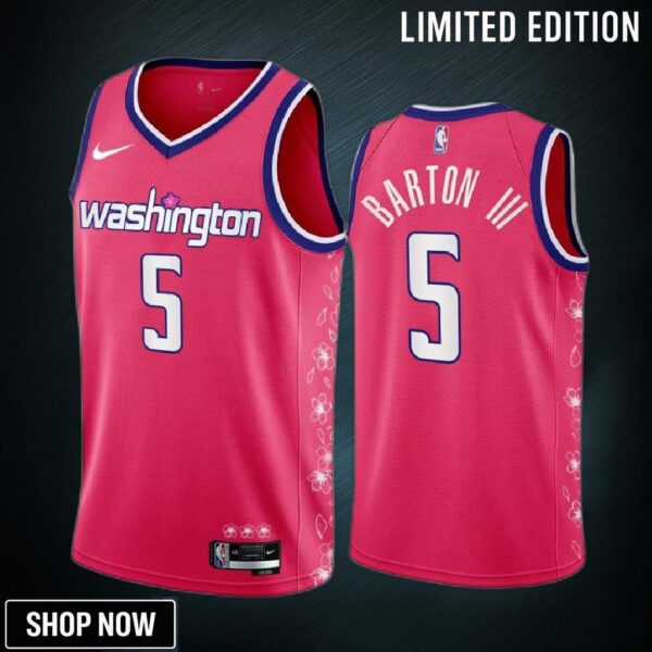Will Barton 3D 5 -23 Washington Wizards Pink Cherry Blossom City Jersey